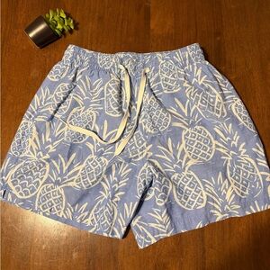 Chubbies The Thigh-napples Pineapple Print Blue & White Swim Trunks Small